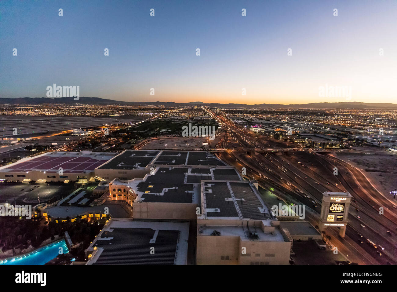 Vue aérienne de la ville de Las Vegas, Nevada, USA Banque D'Images