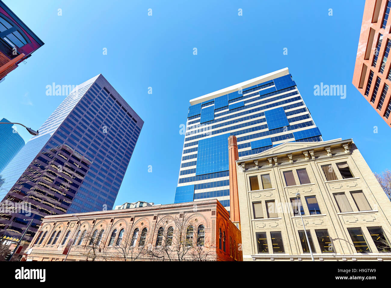 Photo d'architecture ancienne et nouvelle dans le centre-ville de Denver, Etats-Unis. Banque D'Images