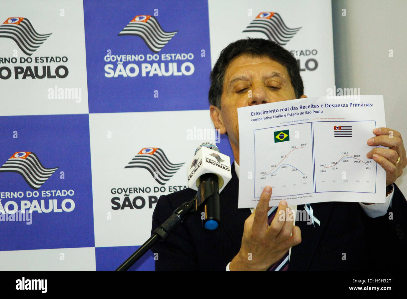 SÃO PAULO, SP - 23.11.2016 : SP AMPLIA PROGRAMA DE CHECK UP PARA HOMENS - Dans l'image le secrétaire d'État David UIP la santé. Le gouverneur de l'état de São Paulo, Geraldo Alckmin, participe à l'expansion de l'événement programme check-up pour les hommes atteints d'IST, intitulée &quon lov qui aime le père prend le TEA". eventvent ont eu lieu à l'hôpital TransplEuryclides Jes Jésus Zerbini (Hôpital Brigadeiro) dans la matinée du mercredi (23). (Photo : Aloisio Mauricio/Fotoarena) Banque D'Images