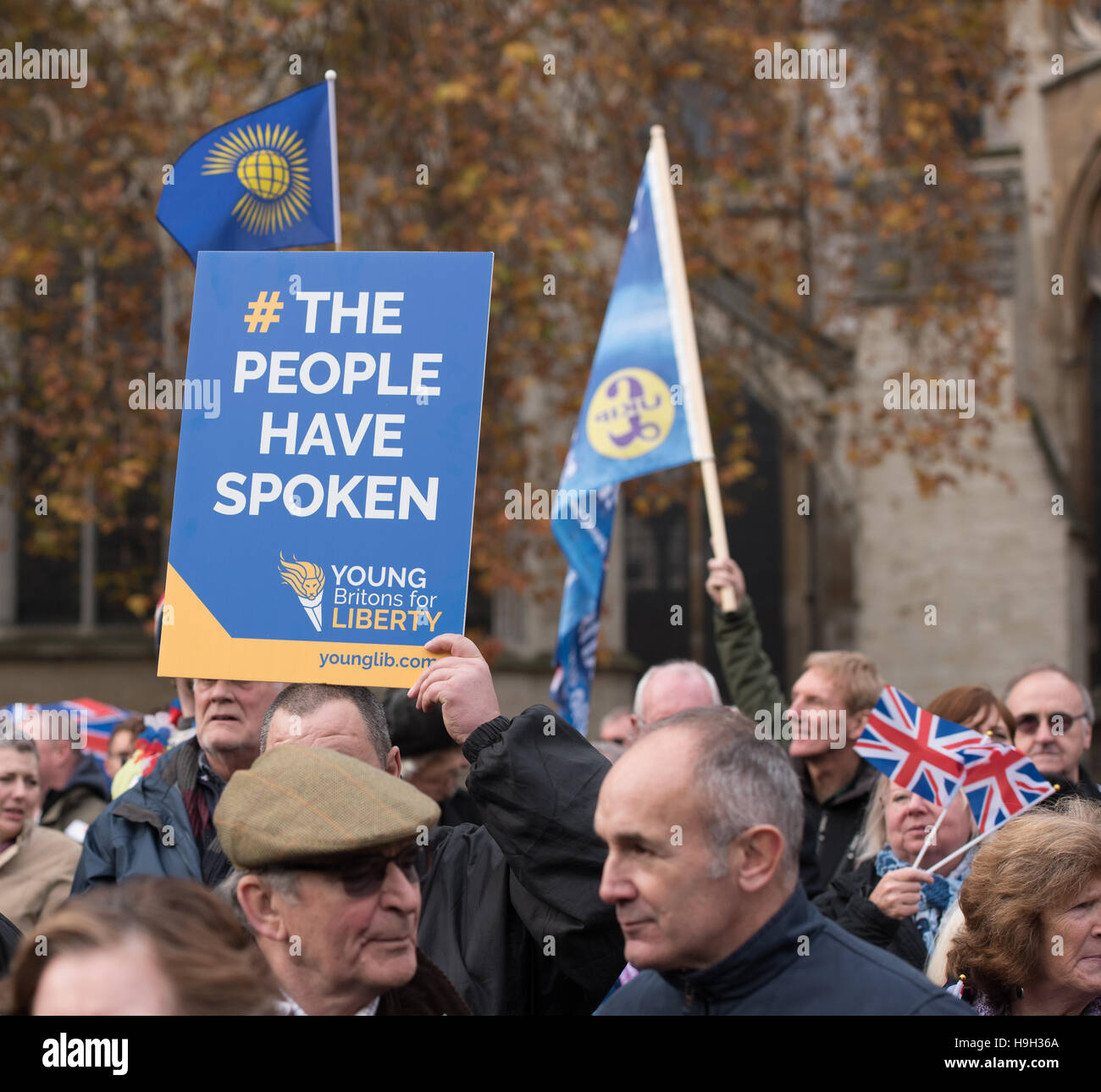 Londres, Royaume-Uni. 23 novembre, 2016. Brexit Pro rally à l'extérieur de la Chambre des communes Crédit : Ian Davidson/Alamy Live News Banque D'Images