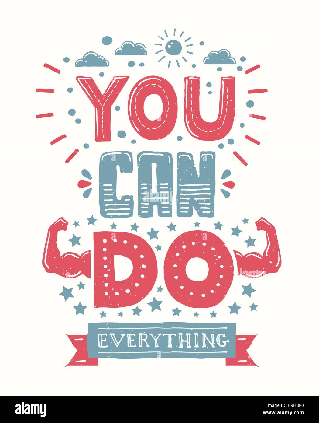 Design plat moderne vecteur illustration citer hipster avec la motivation pour bien la phrase que vous pouvez tout faire Illustration de Vecteur