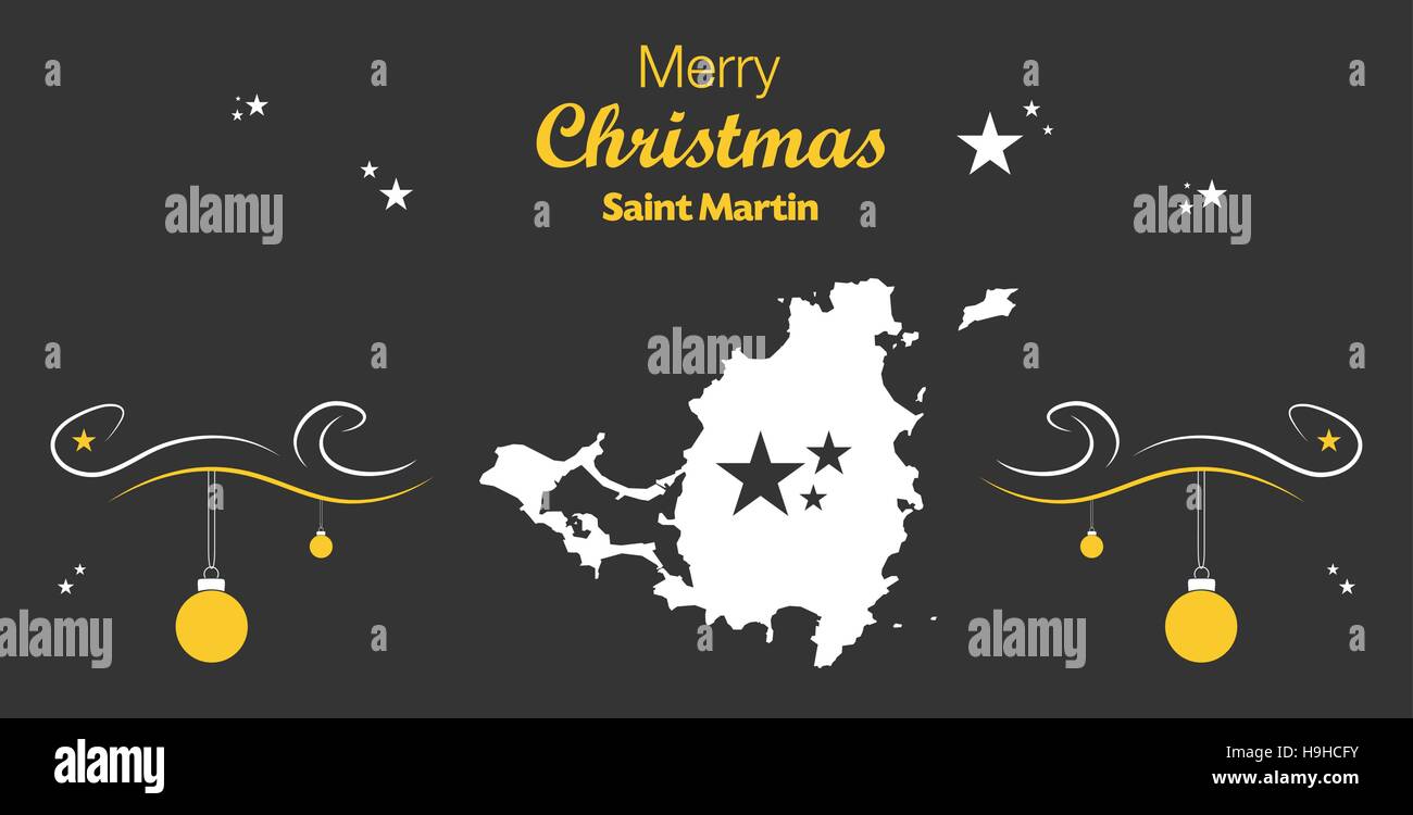 Joyeux Noël illustration thème avec plan de Saint Martin Illustration de Vecteur