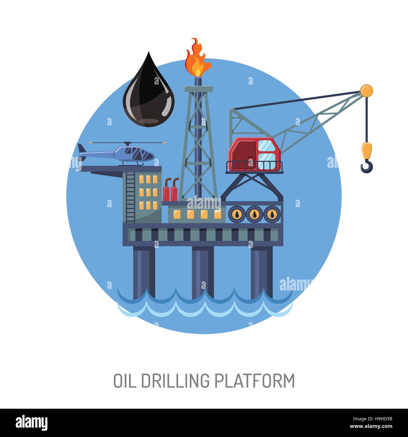 La plate-forme de forage pétrolier concept Illustration de Vecteur