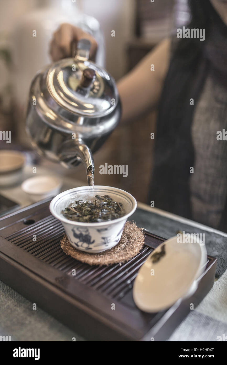 La cérémonie du thé chinois traditionnel Banque D'Images