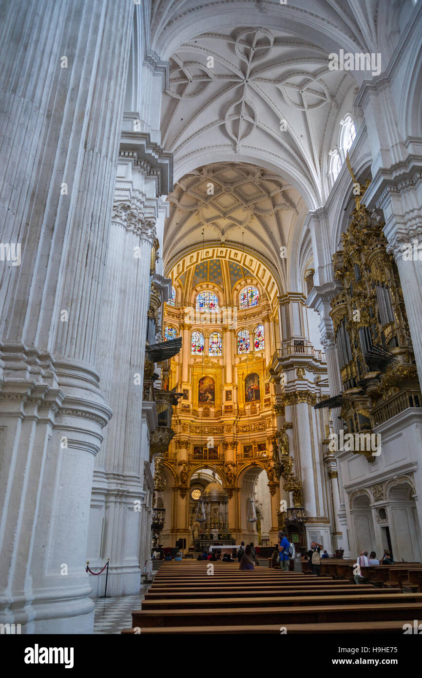 Maître-Autel à la Cathédrale de Grenade, Andalousie, Espagne Banque D'Images