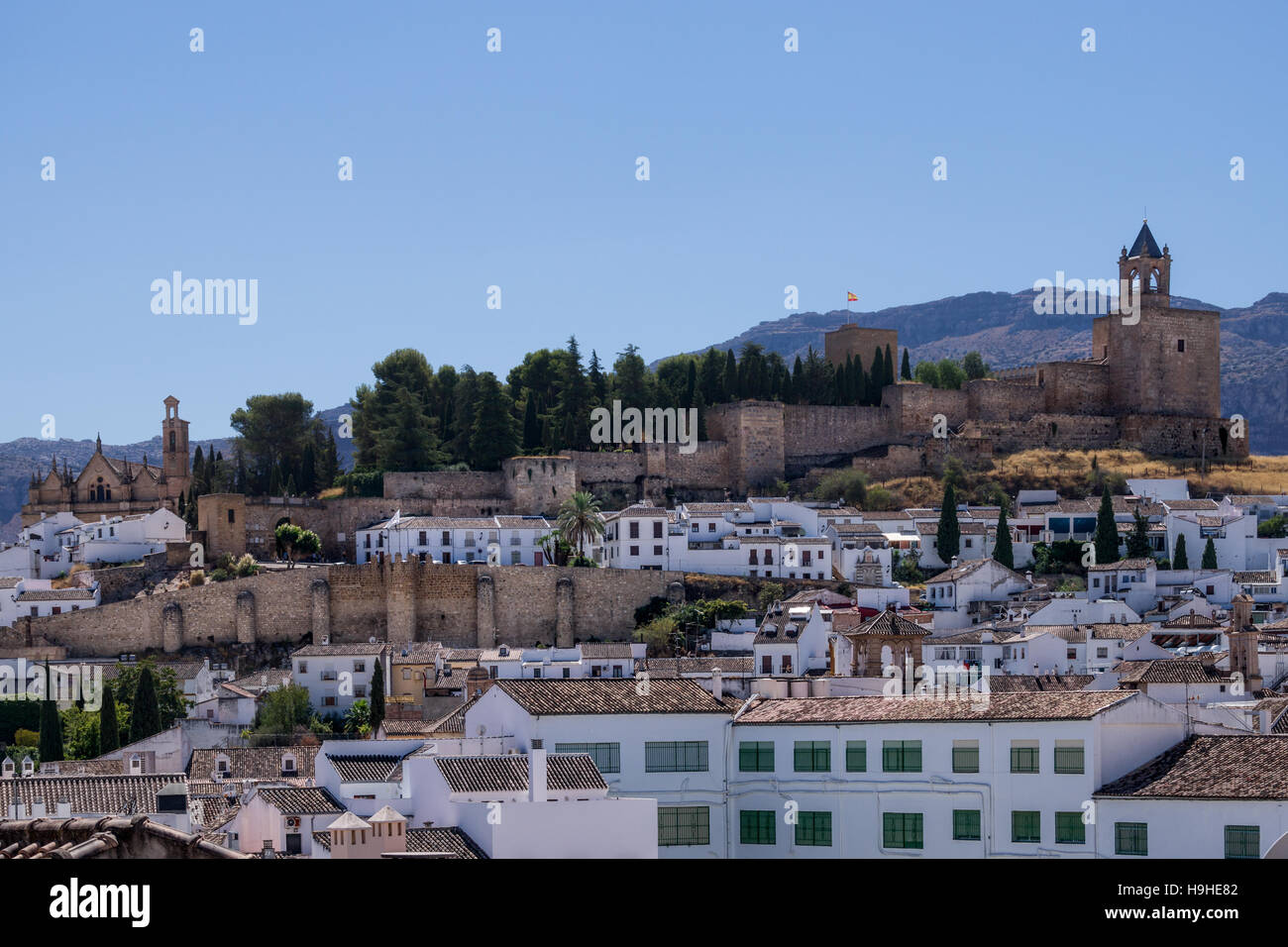 14e siècle l'Alcazaba d'Antequera dans la province de Malaga, Andalousie, Espagne Banque D'Images