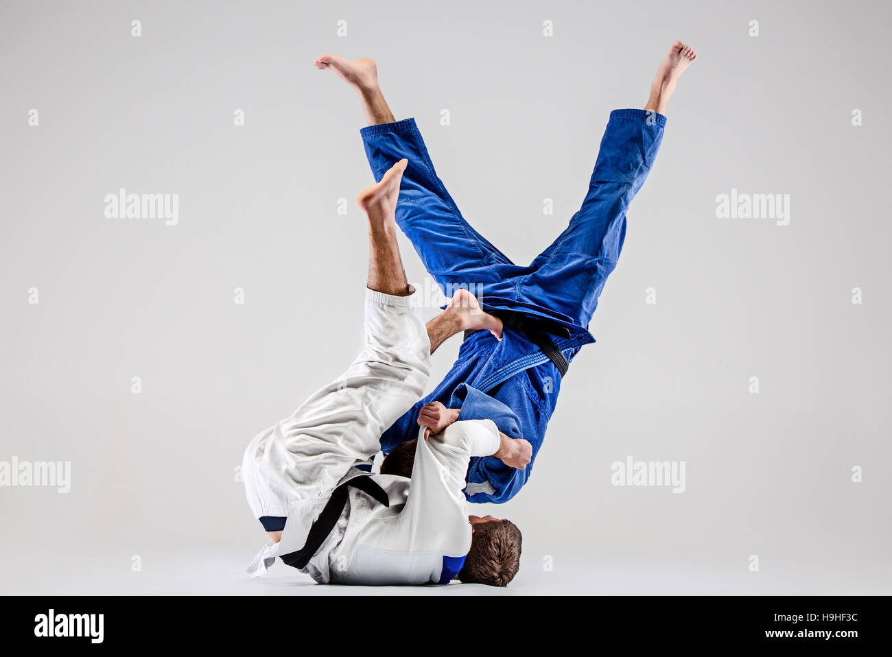 Les deux combattants judokas combattants Banque D'Images