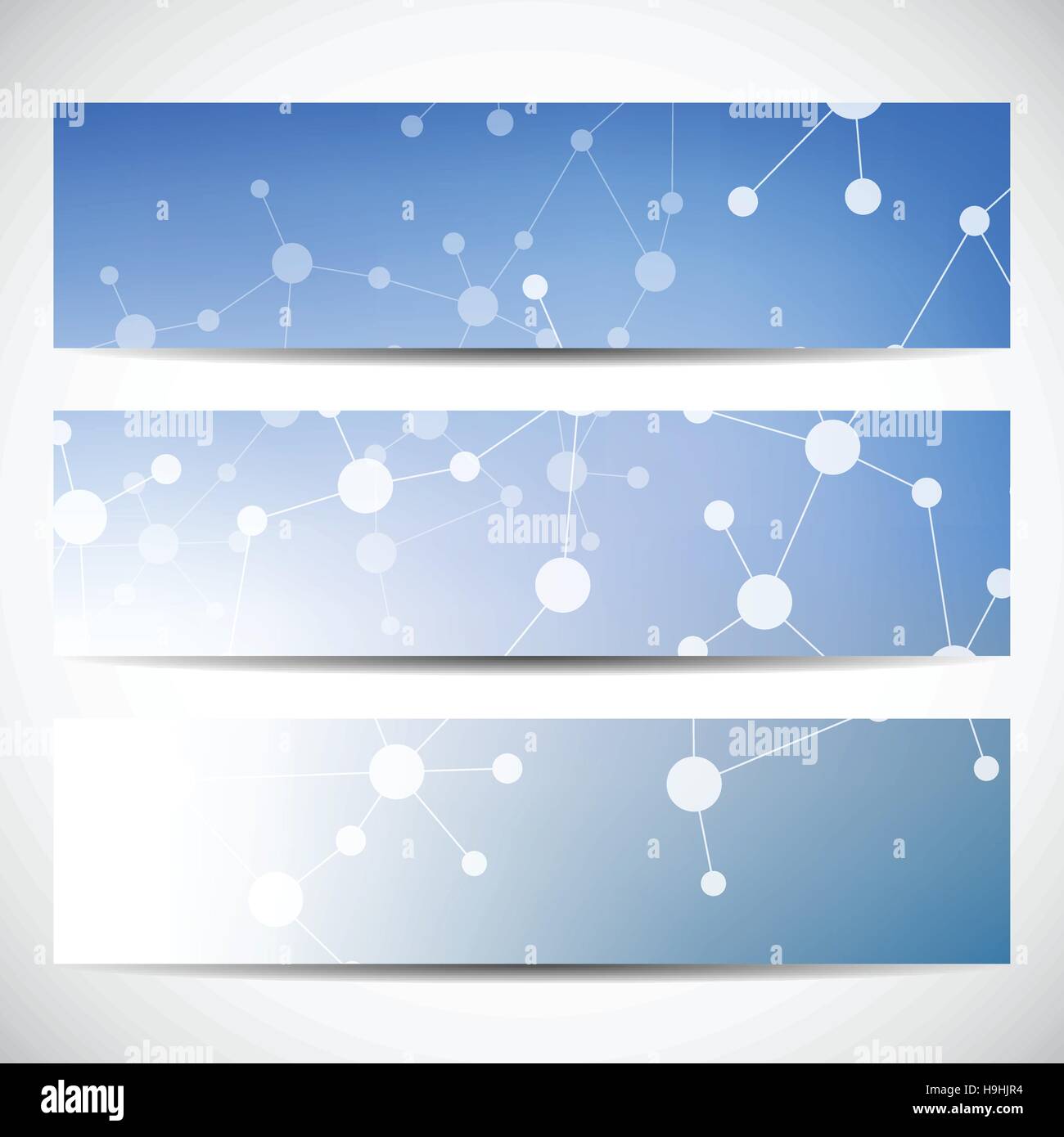 Bannières géométriques abstraites molécule et la communication. La conception de la science et de la technologie, la structure de l'ADN, chimie, médecine, site web d'affaires et de Illustration de Vecteur