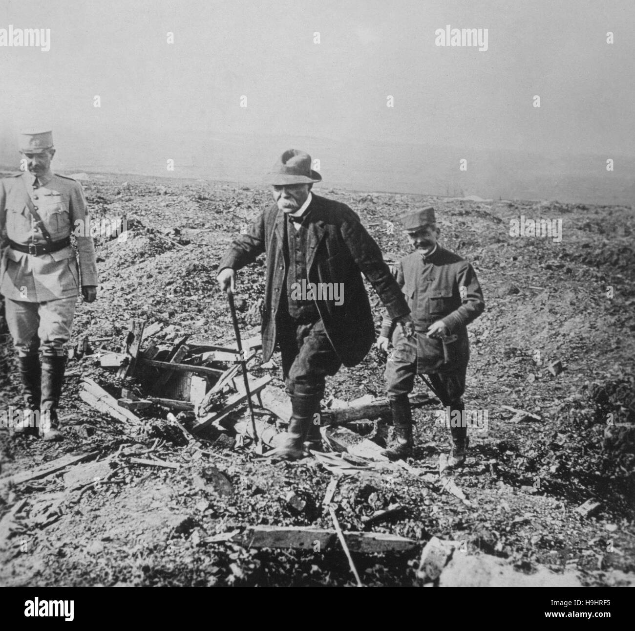 Photographie , Portrait de Georges Clemenceau à la ligne de front pendant la première guerre mondiale Banque D'Images