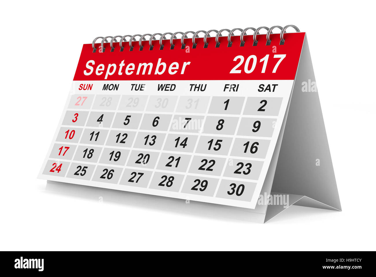 Calendrier de l'année 2017. Septembre. Image 3D isolés Banque D'Images