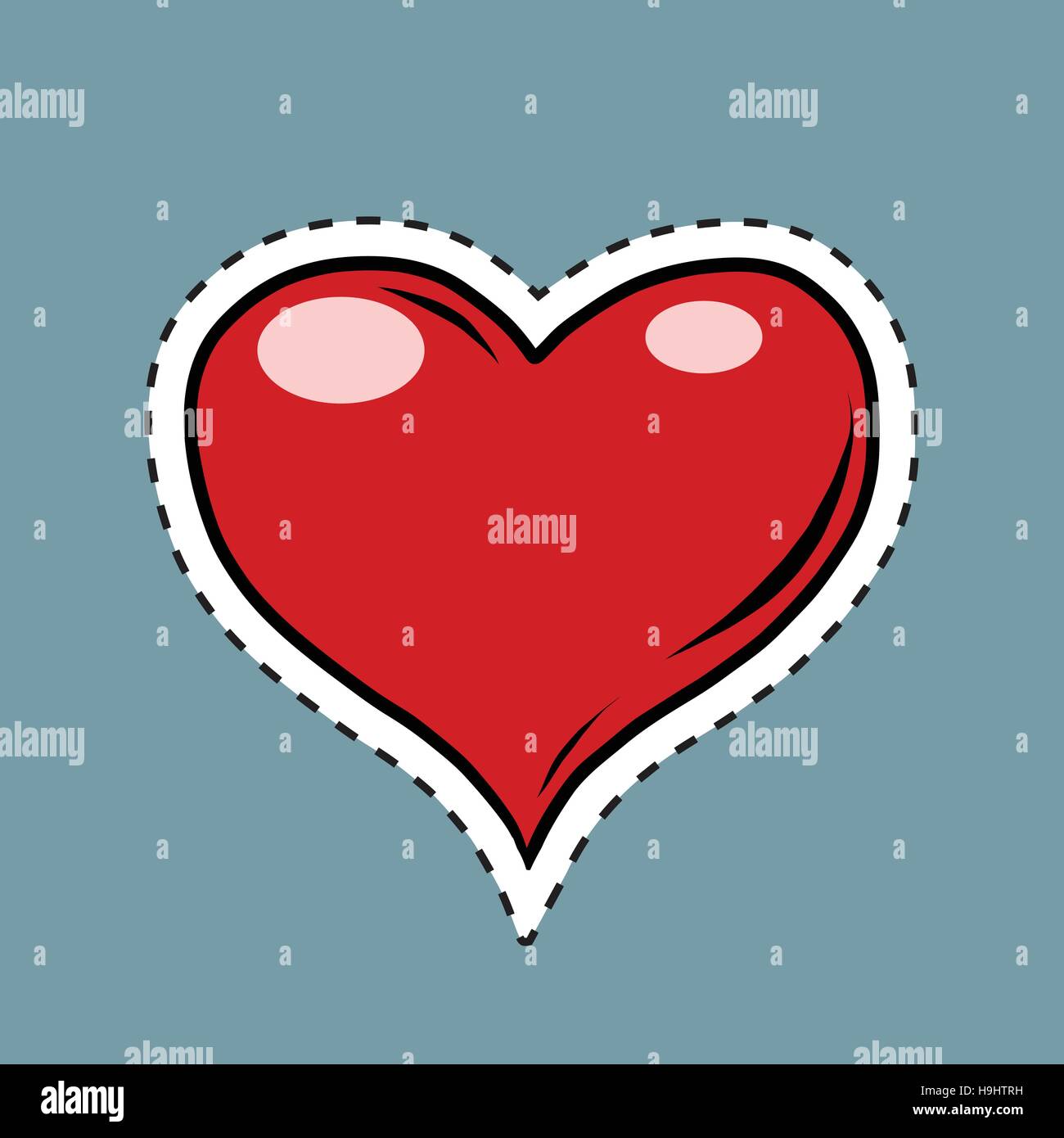Red Heart Valentine, autocollant rétro pop art Illustration de Vecteur