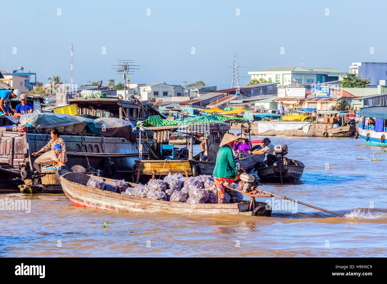 Marché flottant de Can Tho, Delta du Mékong, Vietnam, Asie Banque D'Images