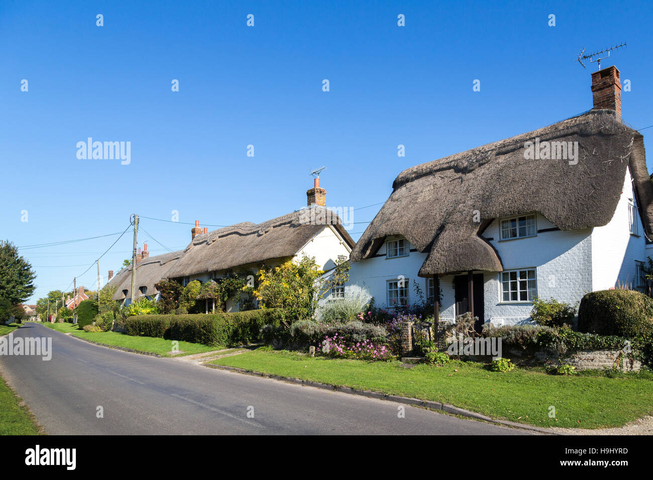 Maisons du village de Martin, Hampshire, Royaume-Uni Banque D'Images