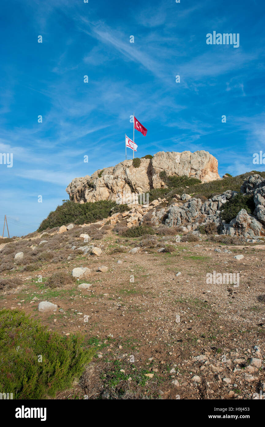 Cap Andreas (turc : Zafer Burnu), la péninsule de Karpas, dans le nord de Chypre. Banque D'Images