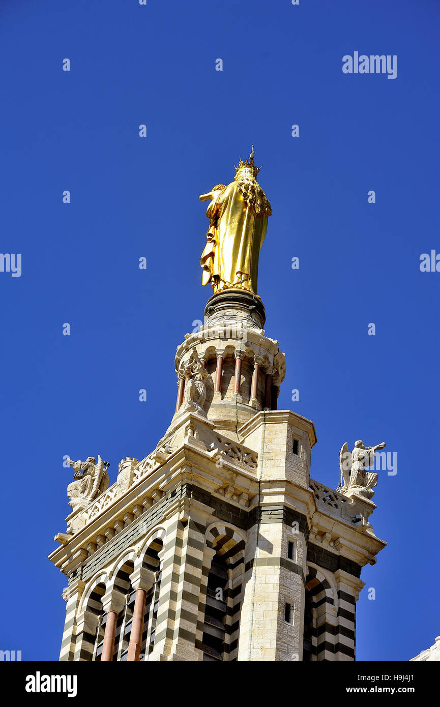 Basilique Notre Dame de la Garde Marseille connu comme la Bonne Mère Banque D'Images