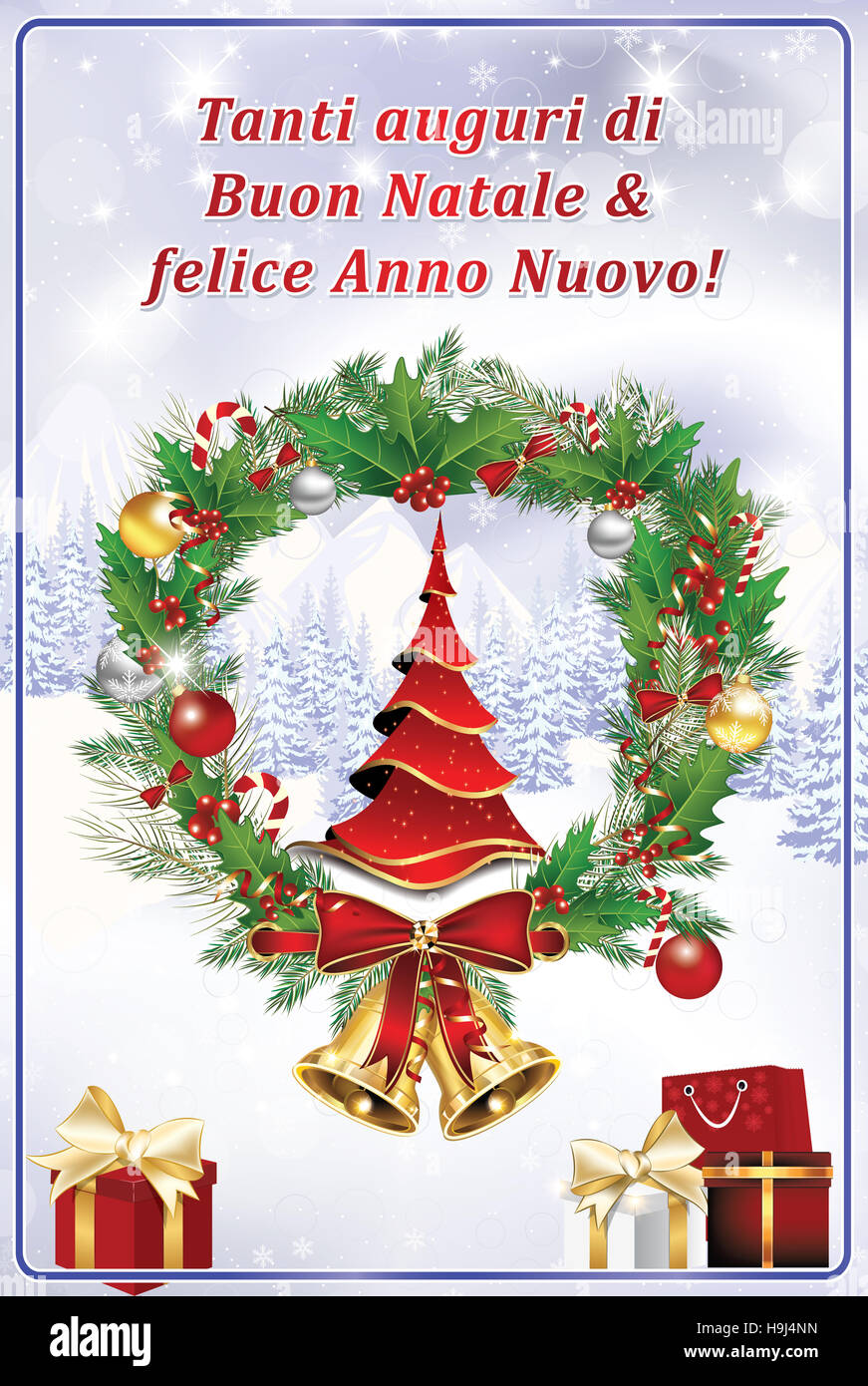 Tanti Auguri Di Buon Natale Felice Anno Nuovo Biglietto D Auguri Colori Di Stampa Photo Stock Alamy