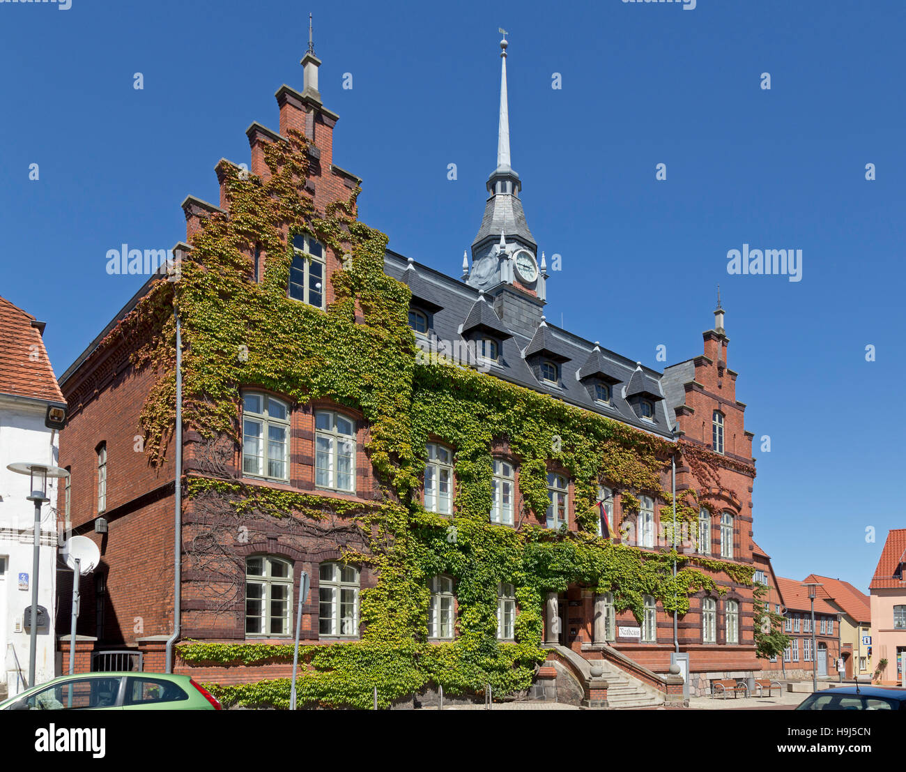 Mairie, Plau am See, lacs de Mecklembourg, Schleswig-Holstein, Allemagne Banque D'Images