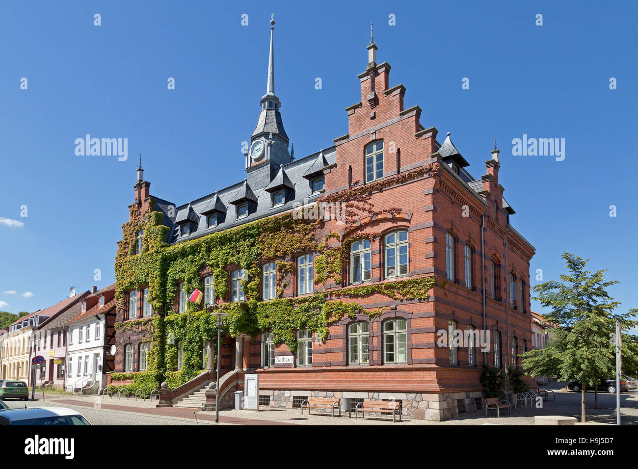 Mairie, Plau am See, lacs de Mecklembourg, Schleswig-Holstein, Allemagne Banque D'Images