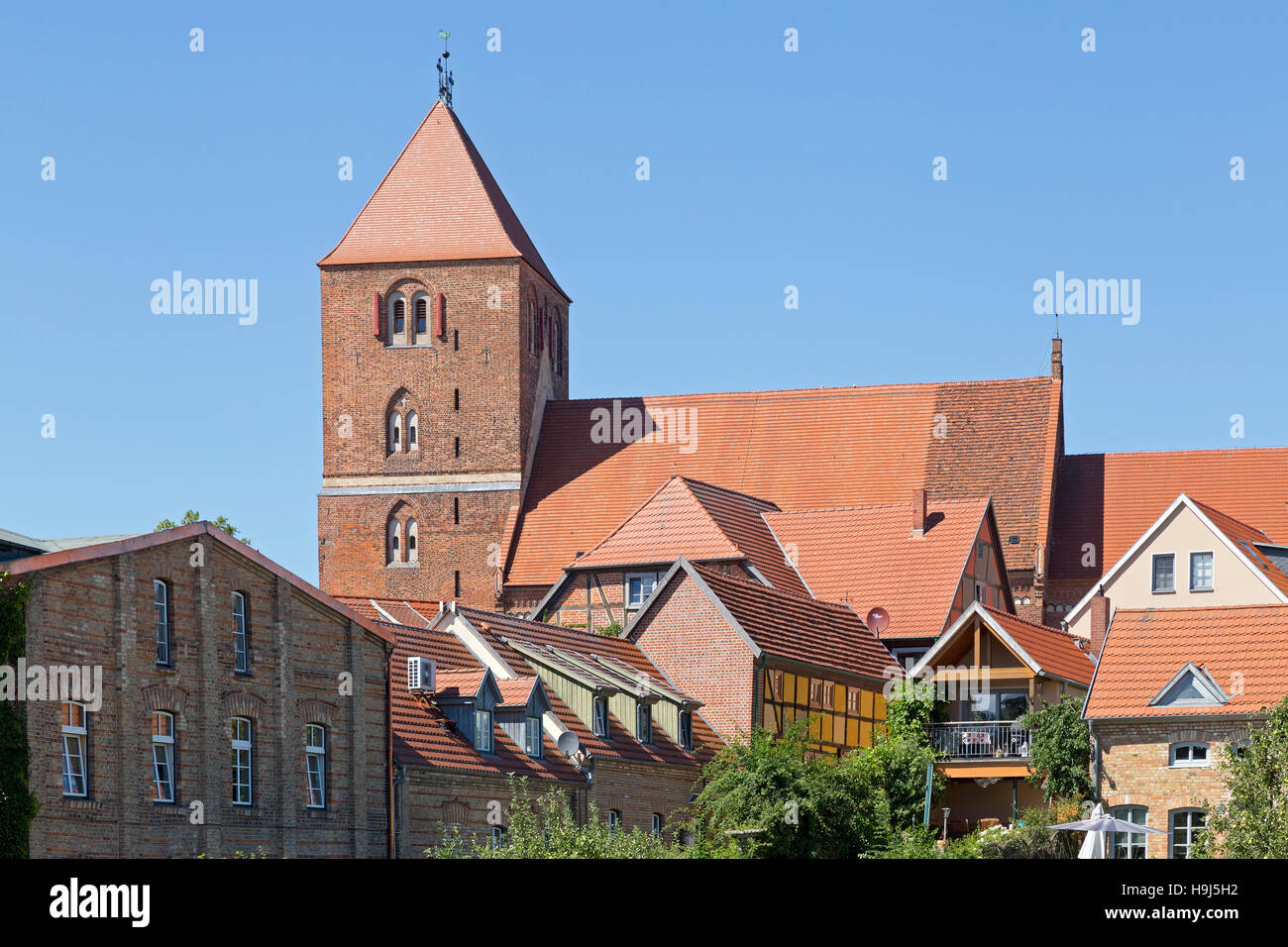Église, Plau am See, lacs de Mecklembourg, Schleswig-Holstein, Allemagne Banque D'Images