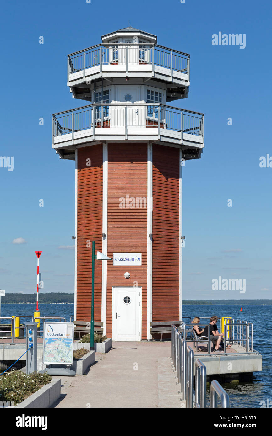 Look-out, Plau am See, lacs de Mecklembourg, Schleswig-Holstein, Allemagne Banque D'Images