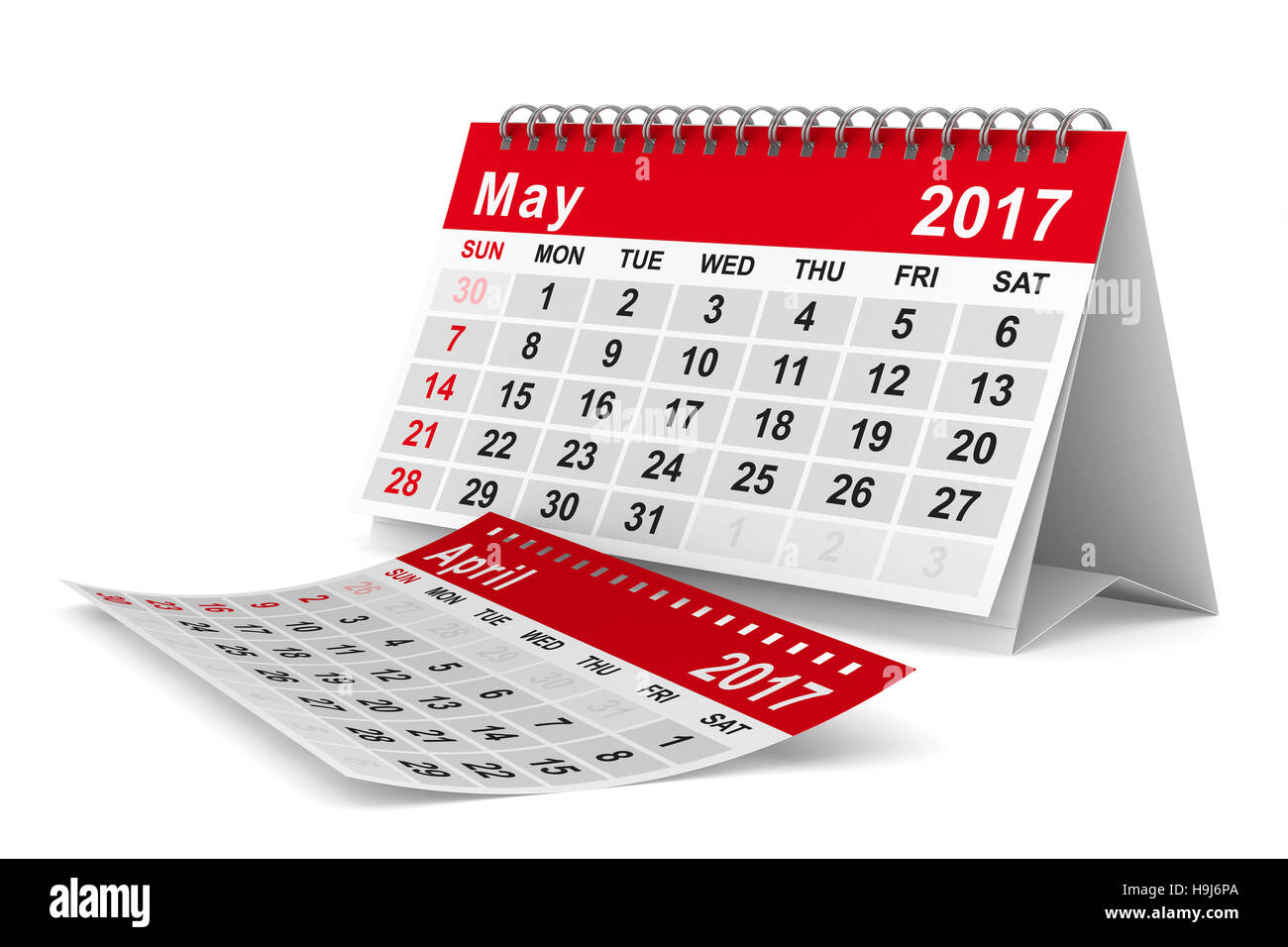 Calendrier de l'année 2017. Mai. Image 3D isolés Banque D'Images
