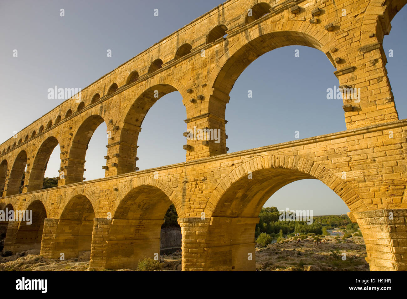 Pont du Gard, aqueduc romain dans le sud de la France près de Nîmes Banque D'Images