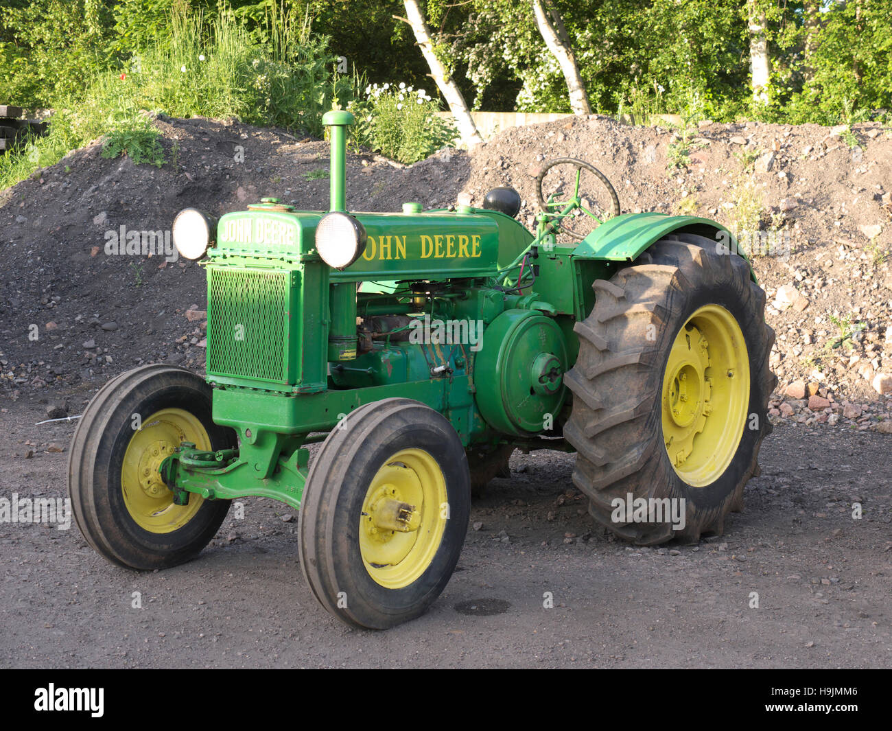 Vintage tracteur John Deere sur l'affichage à la Great Central Railway Banque D'Images