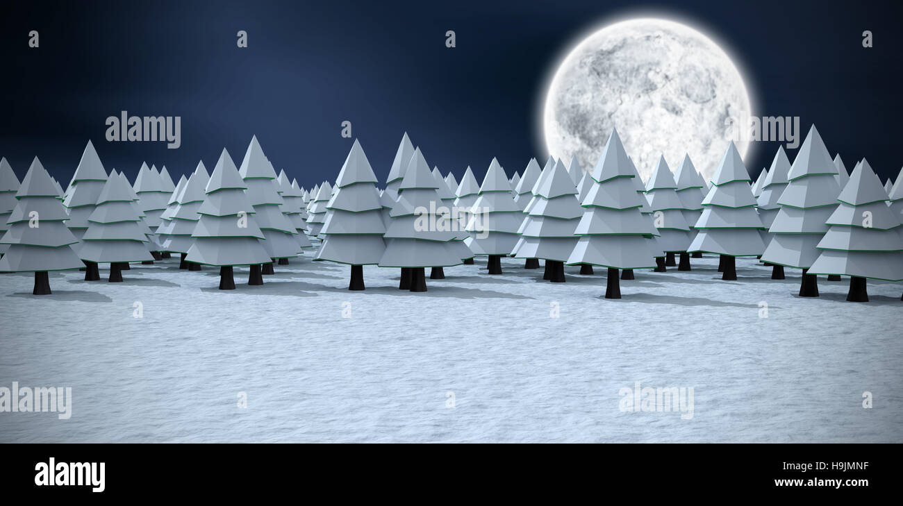 Image composite d'arbres de Noël recouvert de neige Banque D'Images