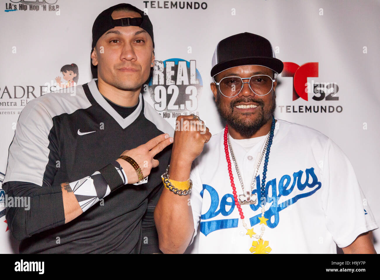 Taboo et APL.DEAP des Black Eyed Peas assister au tapis rouge à la 2e Annaual Bat 4 match des célébrités espoir Banque D'Images