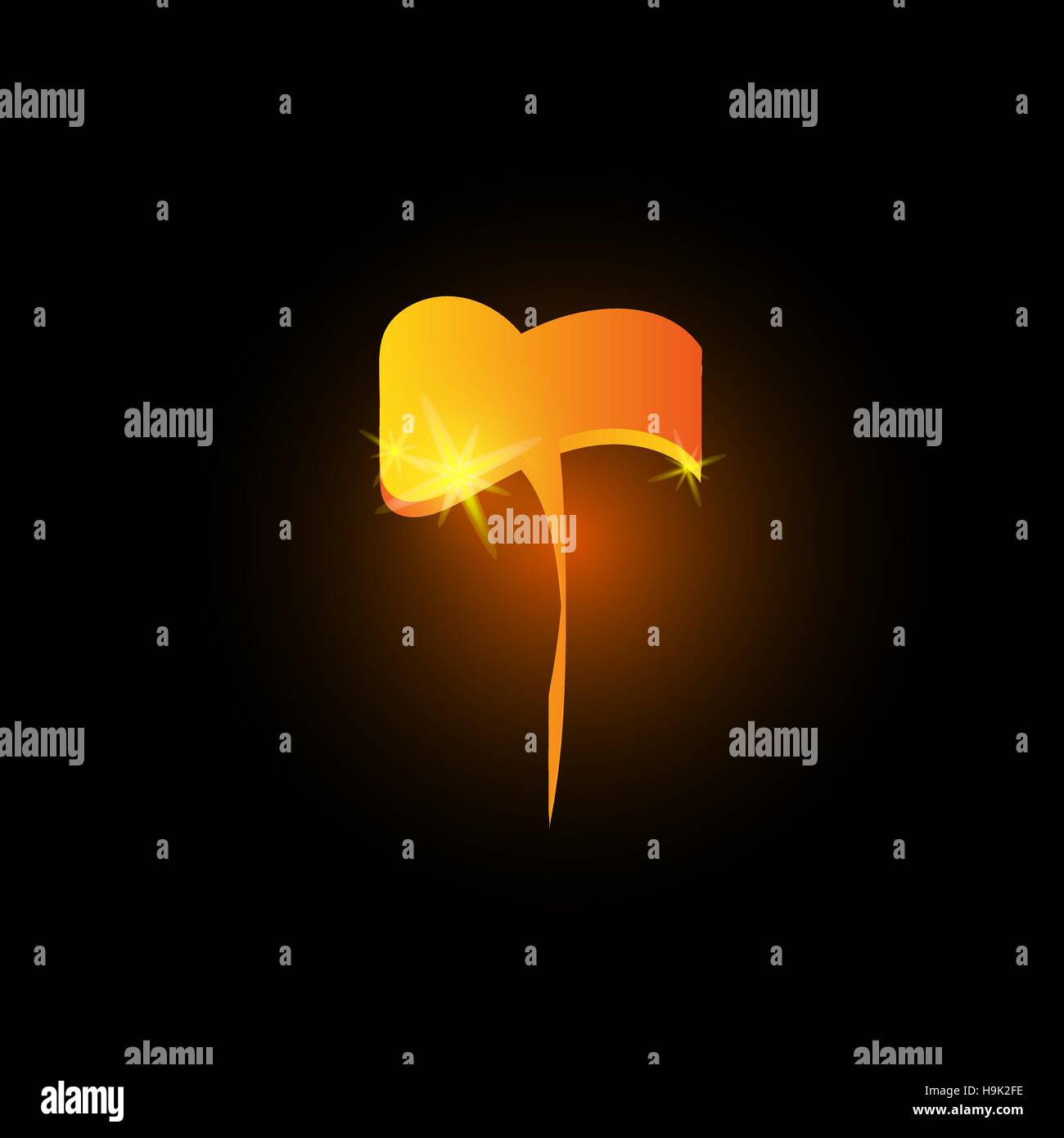 Lettre t style arabe d'or. Icône de l'élément de l'alphabet latin brillant sur fond noir. Calligraphie orientale design. Vector illustration décorative Fiery Illustration de Vecteur
