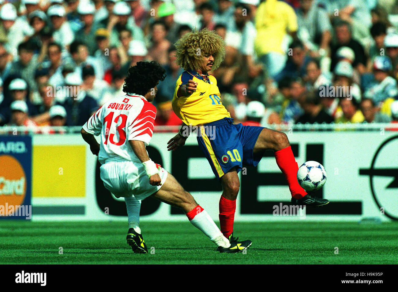 CARLOS VALDERRAMA & BOUAZIZI COLOMBIE V TUNISIE 22 Juin 1998 Banque D'Images