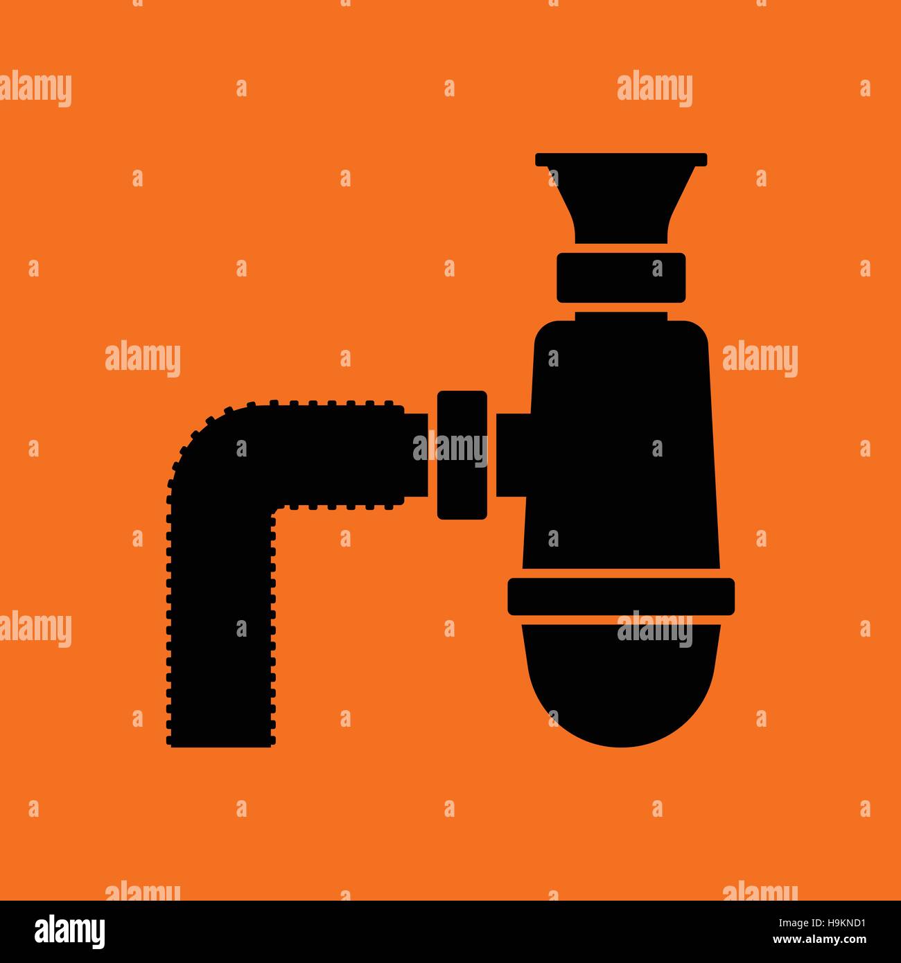 Salle de bains siphon icône. Fond orange avec du noir. Vector illustration. Illustration de Vecteur