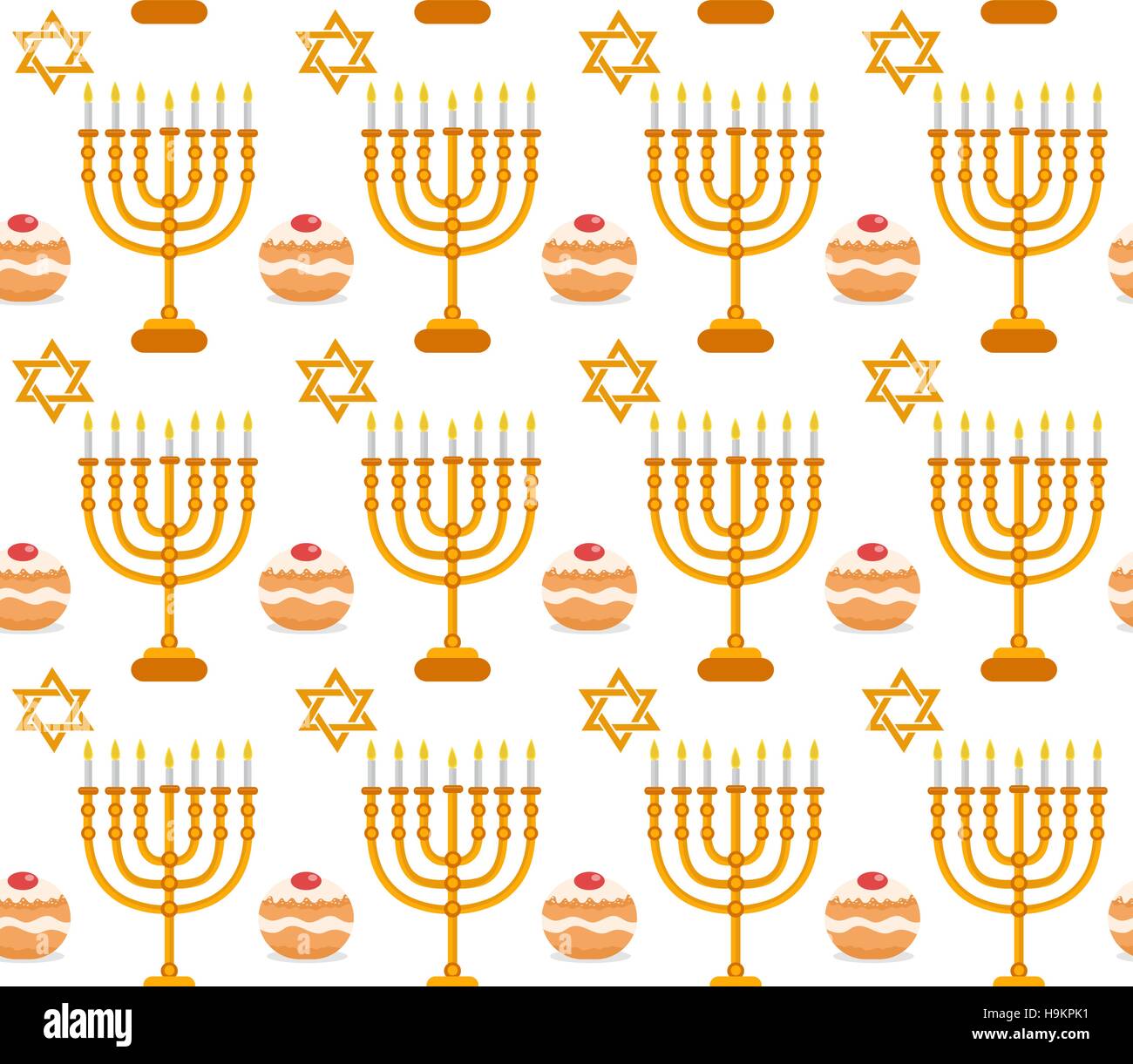 Motif de fond transparente Hanukkah Menorah. avec, Sufganiyot, étoile de David. Festival, Fête des Lumières heureux dévouement de texture. Vector illustration Illustration de Vecteur