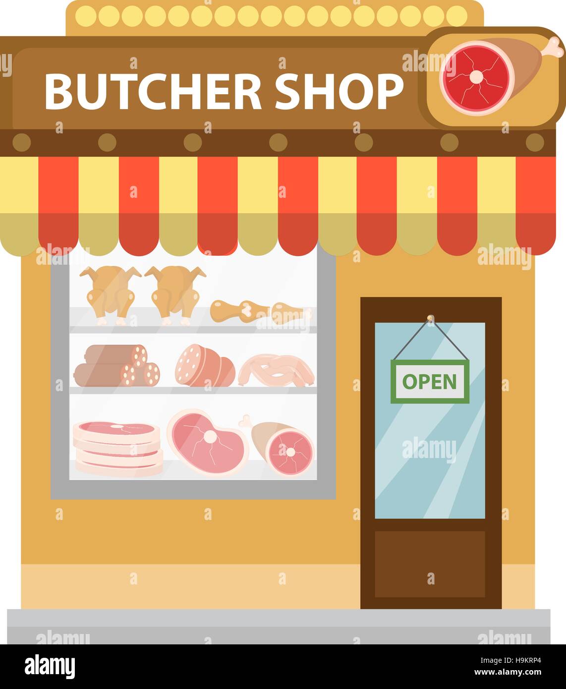 La viande de boucherie, Showcase, icône de style plat Illustration de Vecteur