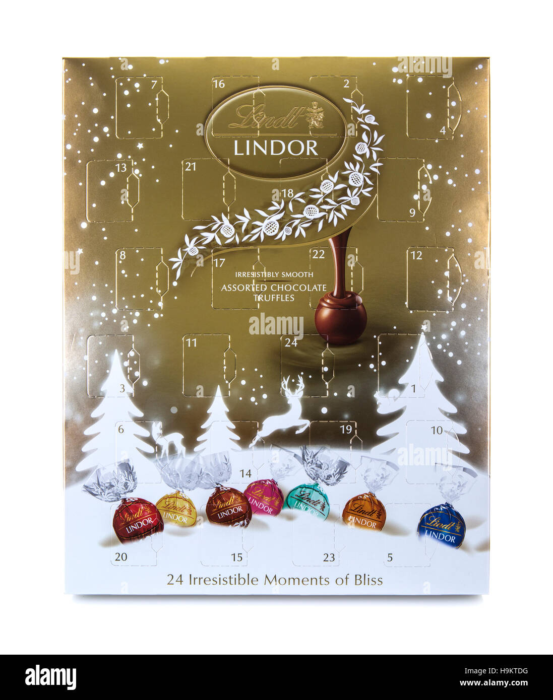 Calendrier de l'Avent Lindt sur fond blanc Photo Stock - Alamy