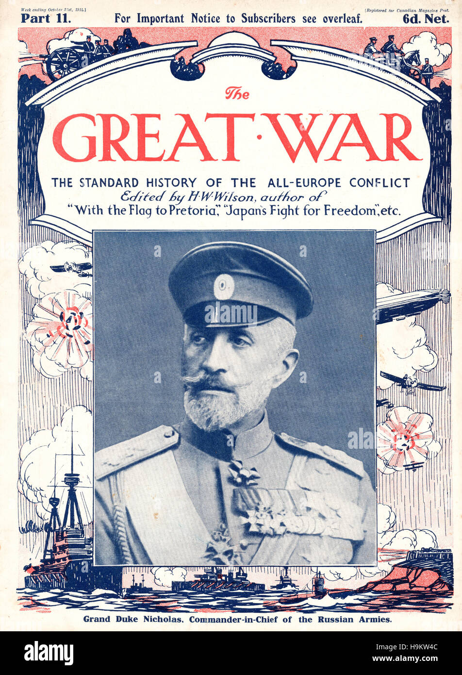 1914 La Grande Guerre front page Grand-duc Nicolas de Russie Banque D'Images