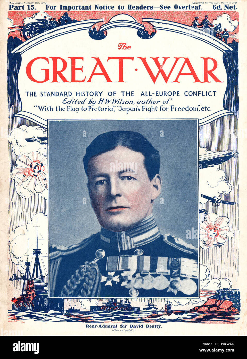 1914 La Grande Guerre page avant l'amiral Sir David Beatty Banque D'Images
