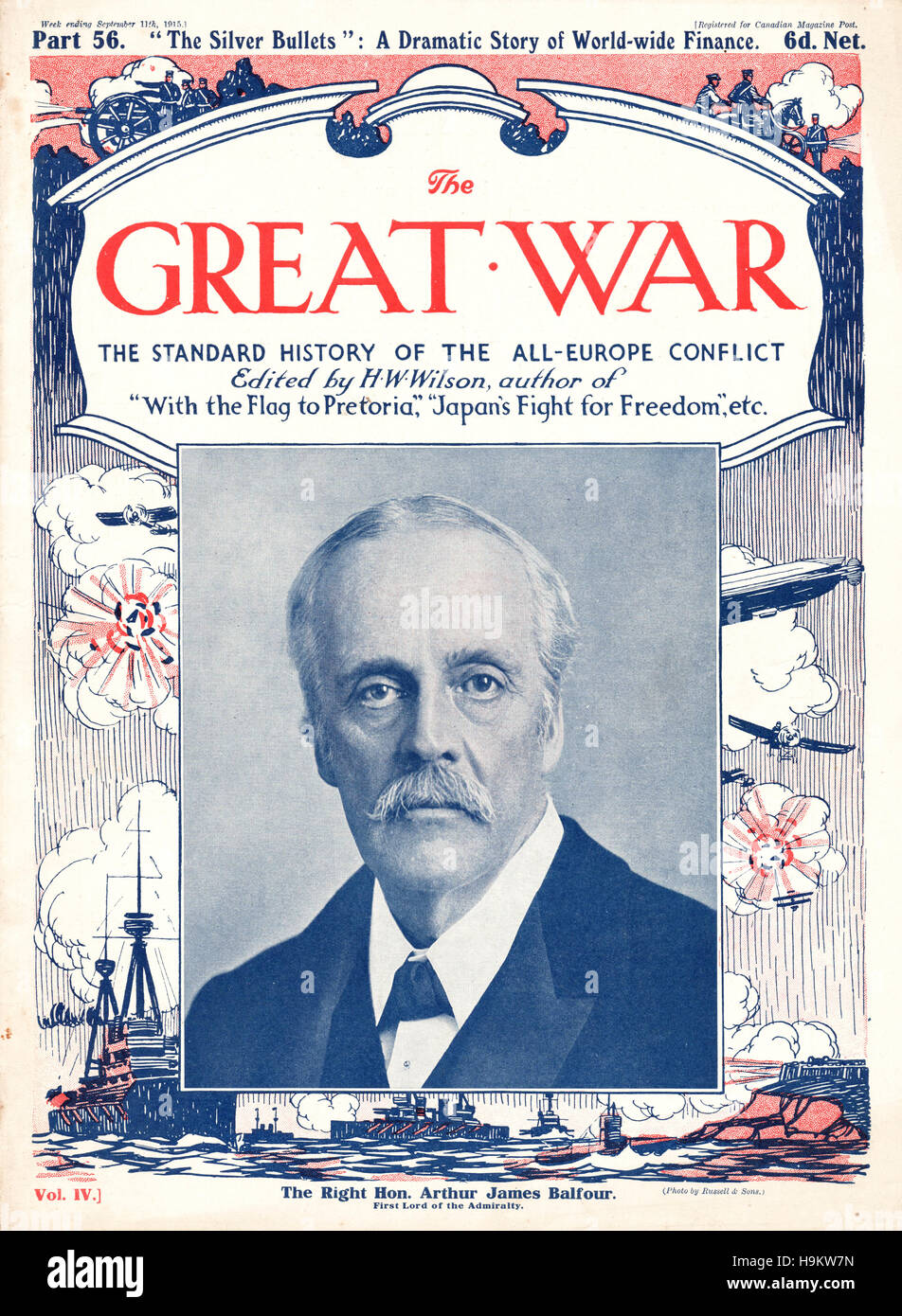 1915 La Grande Guerre page d'Arthur James Balfour Banque D'Images