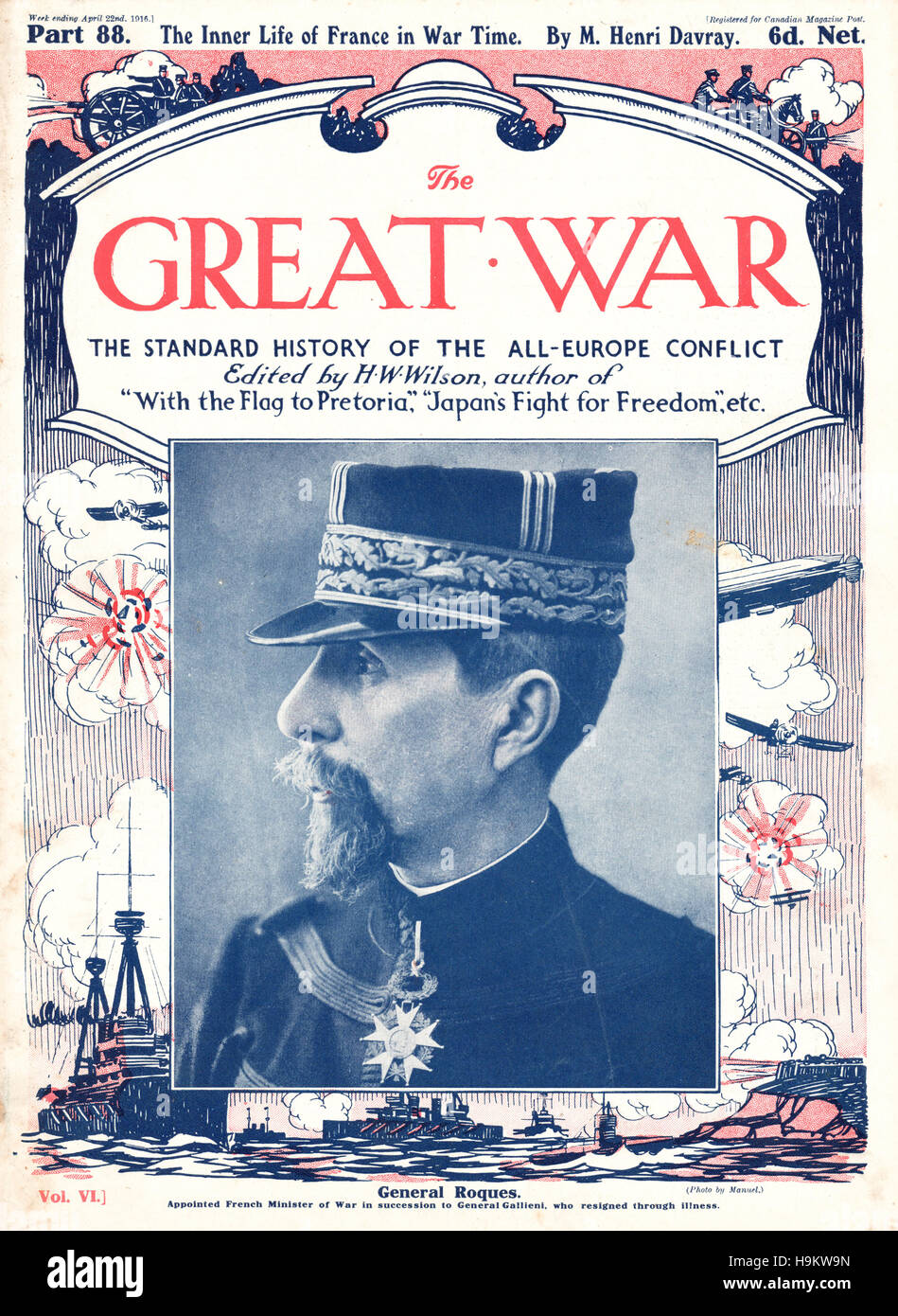 1916 La Grande Guerre front page Général Roques Banque D'Images