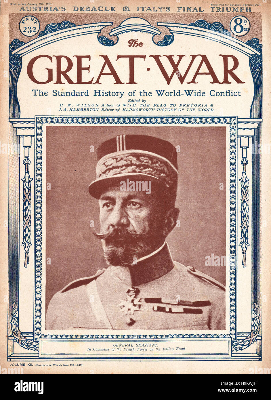 1919 La Grande Guerre front page Général Graziani Banque D'Images