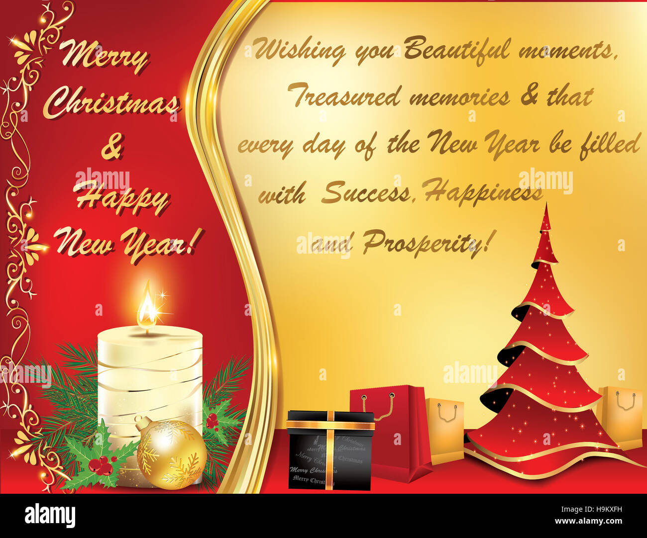 Carte de vœux de Nouvel An des entreprises . Chaleureux et élégant Nouvel  An carte de vœux de Noël avec le message et l'espace pour votre propre  texte Photo Stock - Alamy