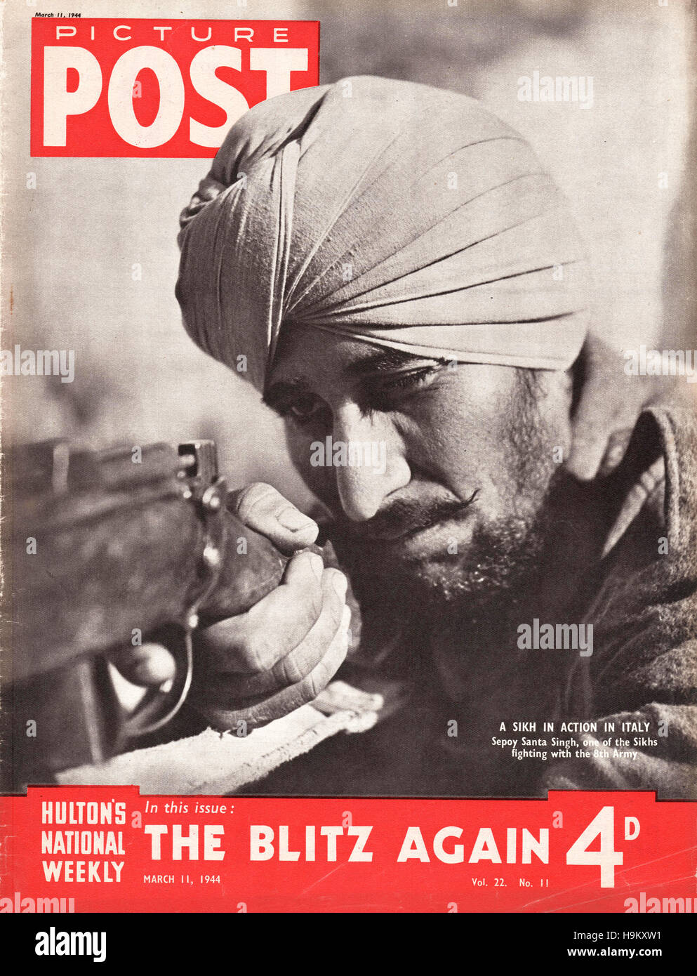 1944 Photo Poster soldat indien avec 8e Armée Banque D'Images