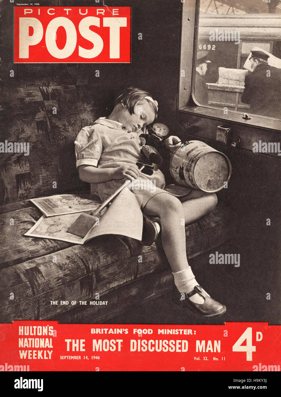 1946 Photo Poster Girl sleeping on a train Banque D'Images