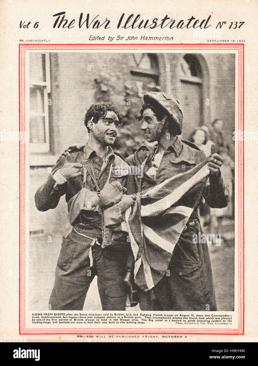 Guerre de 1942 Commandos illustré après raid de Dieppe Banque D'Images