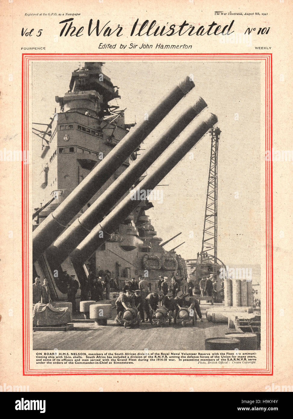 La guerre de 1942 fusils illustré HMS Nelson Banque D'Images