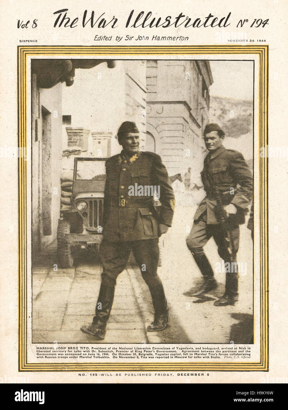 La guerre de 1944 l'Illustre Maréchal Tito chef yougoslave Banque D'Images