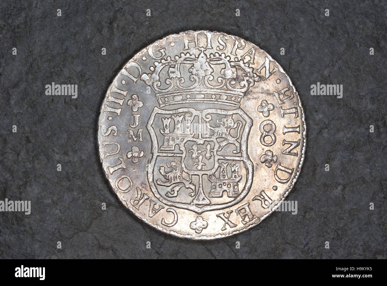 8 Coin du Roi Charles III d'Espagne Banque D'Images