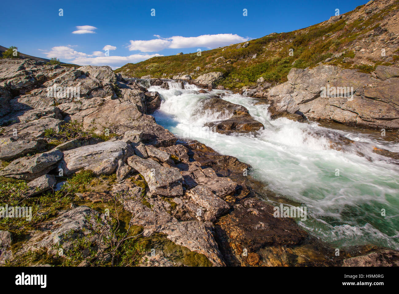 La Norvège paysage montagne Dovrefjell river Banque D'Images