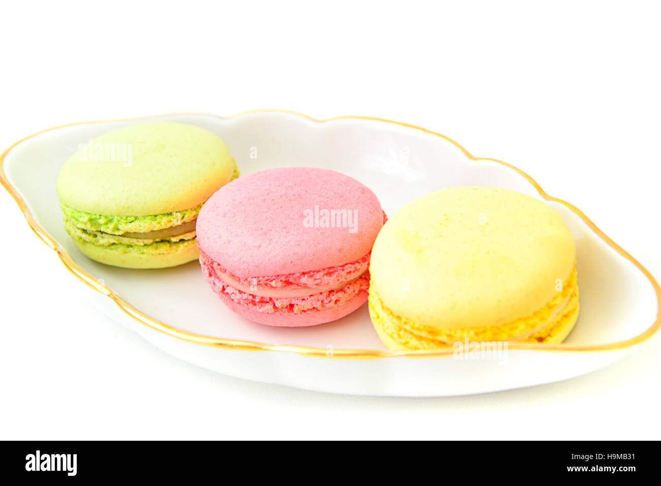 Macarons colorés et sucrés français. Studio Photo Banque D'Images