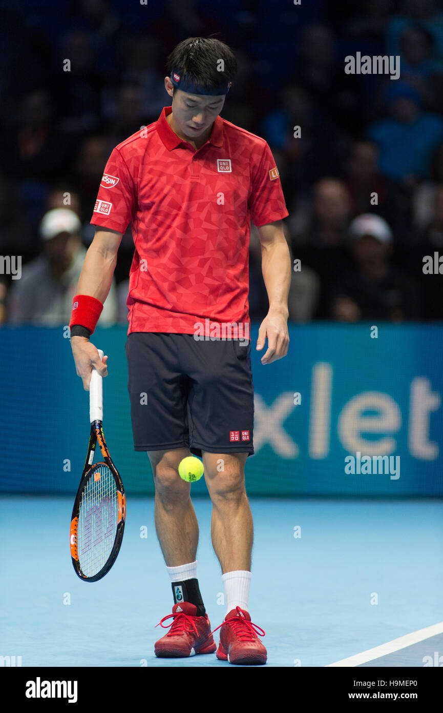 Barclays ATP World Tour Finals, jour 7. Kei Nishikori (JPN) vs Novak Djokovic (SRB). © sportsimages/Alamy Live News Banque D'Images